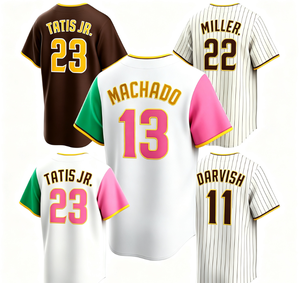 Camiseta de Béisbol Unisex # 23 Tatis Jr. # 13 Machado # 22 Miller # 11 Camisetas Darvish con Estampado por Transferencia Térmica, 100% Poliéster - Product Image 1