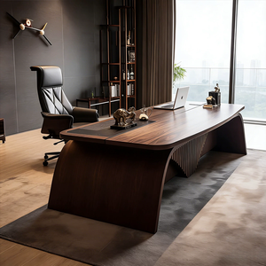<span class=keywords><strong>Scrivania</strong></span> Direzionale in Legno Massello, Lussuosa <span class=keywords><strong>Scrivania</strong></span> Moderna per CEO e Dirigenti con Tappetino in Pelle, Arredamento per Ufficio - Product Image 3