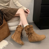 Bottines Maillard rétro à talon invisible et pompons tissés pour femme, nouvelle collection automne 2026, polyvalentes, ajustées, à enfiler, style souple