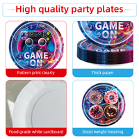 Vaisselle pour fête d'anniversaire sur le thème des jeux vidéo, comprenant assiettes, serviettes, gobelets, bannières, décorations de fête d'anniversaire pour les joueurs