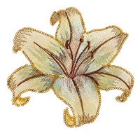Grande fleur de lys en sequins dorés, patch brodé en dentelle, applique florale décorative pour robe, veste, artisanat DIY, décoration