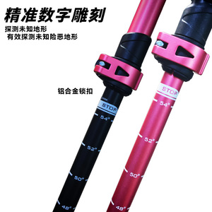 Bastones de Trekking de Fibra de Carbono, 3 Secciones, Telescópicos, Ligeros, para Senderismo y Montañismo, con Punta Metálica, en Rosa, Rojo, Azul y Verde - Product Image 2