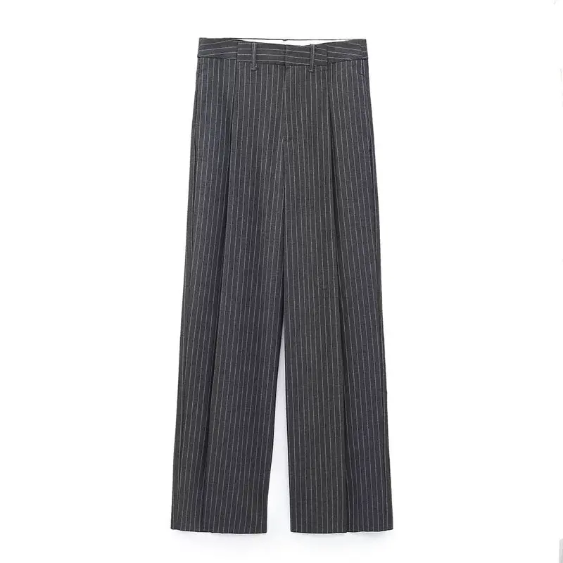 KZ363-Pantalones a rayas para mujer, pantalón informal elegante europeo, 12, 2022