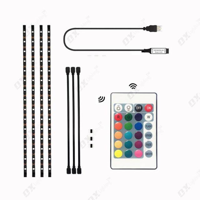 USB LED Strip Light SMD5050 30/m 0.5mx4m TV Backlight 24 Key RGB Waterproof IP65 Black Color App Control for TV