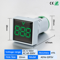 AD16-22FSV Voltmètre numérique de panneau carré miniature 22 mm haute tension avec affichage AC/DC
