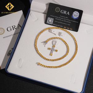 New Products Yellow <b>Gold</b> Moissanite <b>Cross</b> Pendant <b>Necklace</b> HipHop Style Ice Out VVS Moissanite Pendant 925 Sterling Silver GRA - Product Image 3