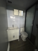 Système de toilettes mobiles sans eau, écologique, durable et portable, installation facile, porte de sécurité en acier, graphique