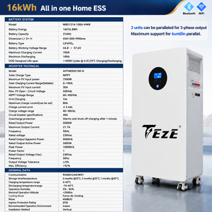แบตเตอรี่ลิเธียมโซลาร์ออลอินวัน 14kWh 15kWh 16kWh 51.2V 314Ah สำหรับเก็บพลังงานภายในบ้าน พร้อมระบบจัดการแบตเตอรี่อัจฉริยะ (SMART BMS) ในตัว 5KW 51.2V 314Ah ระบบ 51.2V - Product Image 5