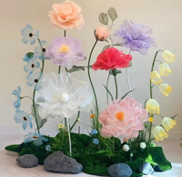 Mur de fond rose et rouge L208, arrangement floral de Noël, fleur artificielle géante pour décoration de mariage intérieure/extérieure