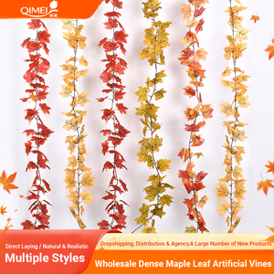 Guirlande de feuilles d'érable artificielles en soie de 245 cm, 36 feuilles, pour décoration d'automne, réaliste et naturelle, pour extérieur, remise de diplôme, fête des pères - Product Image 1