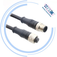 Kabel M12 Lurus Male ke Female 2 Kutub, Adaptor Kabel Set untuk Sensor