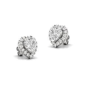 Boucles d'oreilles clous solitaires tendance en diamant CVD de laboratoire taille cœur, certifiées IGI, plaqué or 10K, bijou élégant, cadeau idéal - Product Image 4