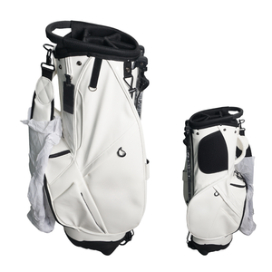 लक्जरी चमड़े के लुक गोल्फ स्टैंड बैग पु सामग्री प्रीमियम खत्म 5 डिवाइडर क्लब सुरक्षा - Product Image 1