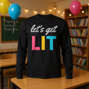 Maglietta a maniche lunghe colorata Let's Get Lit per scrittori, insegnanti e feste - Product Image 3