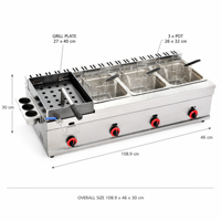 DanFuQi Friteuse à gaz professionnelle en acier inoxydable, triple, robuste, à pression unique, pour poulet, avec réduction du bruit, facile à utiliser