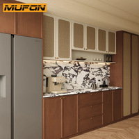Buffets en noyer japonais Buffet armoires de cuisine Salle à manger personnalisée Porte en rotin Meubles de rangement Réfrigérateur Armoire haute Design
