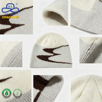 Gorro de Punto Personalizado con Logotipo, sin Borde, con Patrón de Ondas Abstractas, Cálido para Invierno, Unisex, Venta al Por Mayor, Proveedor ODM OEM