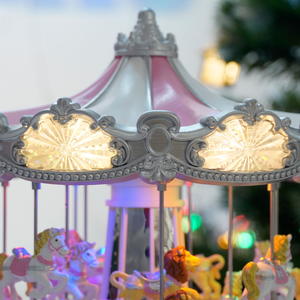 Boîte à musique carrousel rose enchantée pour décoration de Noël, ornements de carrousel en résine peints à la main, cadeaux d'anniversaire pour table - Product Image 4