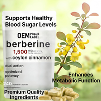 Complément de berbérine en gros OEM/ODM, Cannelle de Ceylan, Chlorhydrate de berbérine, Métabolisme sain du glucose, Capsules de berbérine