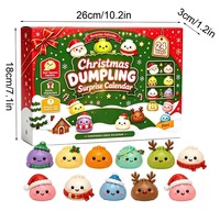 Squishies de raviolis et petits pains vapeur mignons et doux, jouets à presser, Calendrier de l'Avent de Noël avec 24 boîtes mystères en caoutchouc thermoplastique