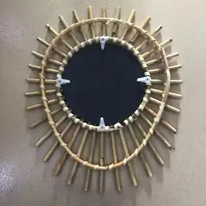 Decorative Oval Rattan Wicker Wall Cane Mirror