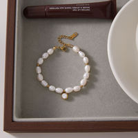 Bracelet élégant en perles d'eau douce et zircon cubique, étanche, plaqué or 18 carats PVD, en acier inoxydable, bijoux pour femmes, cadeau