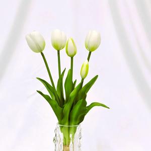 Nouvelle Arrivée 2026 – Fleurs de tulipes artificielles « Real Touch » 40 cm en caoutchouc souple, blanches et roses, pour la décoration de la maison et de mariages - Product Image 5