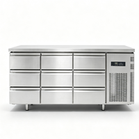 Réfrigérateur/Congélateur Commercial Vertical en Acier Inoxydable pour Cuisine Extérieure, 6 Tiroirs, Sous Comptoir, avec Plan de Travail – Vente Chaude