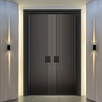 Porte d'entrée antivol en aluminium moulé, design moderne, fabrication exquise, ensemble de portes doubles en alliage d'aluminium, ouverture encastrée