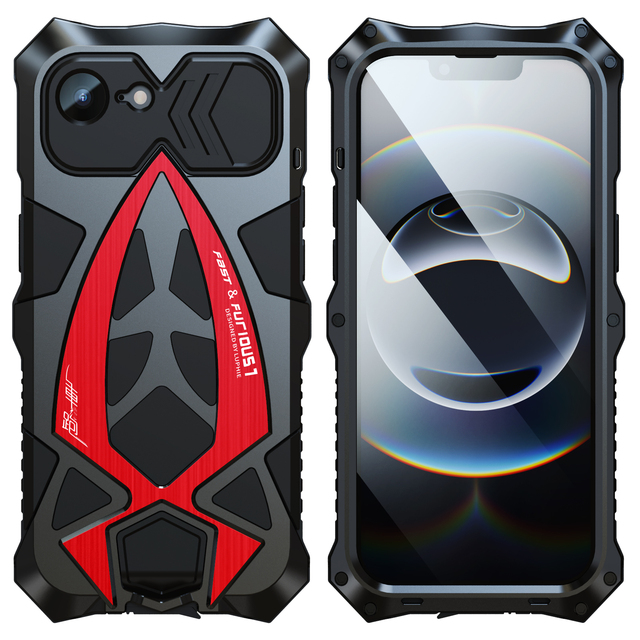 LUPHIE Aluminum Metal Silicone Shockproof Case for iphone 17e / 16e / Se Dirt Shock Proof Cover