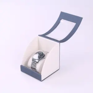 Nouveau design cuir papier couverture forte carton anneau boucle d'oreille pendentif montre bijoux emballage boîte-cadeau avec PVC Windows affichage