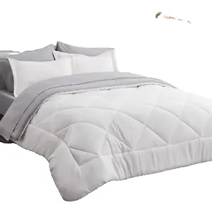 QSY 7 Pieces Reversible Comforters color match Queen Size Bed Set Bed in a Bag with Comforter, Sheets, Pillowcases&Shams