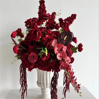 Boules de fleurs artificielles personnalisées en gros, roses bordeaux, centres de table pour la décoration de mariages d'automne, événements et fêtes