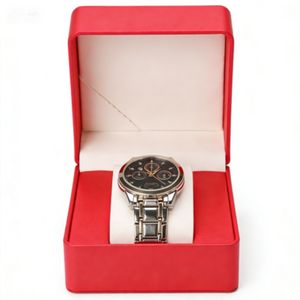 Boîte à montres pour hommes de luxe personnalisée, boîte cadeau à charnière en cuir PU rigide avec coussin en suède pour montre, estampage à chaud, logo personnalisé, vente en gros - Product Image 5