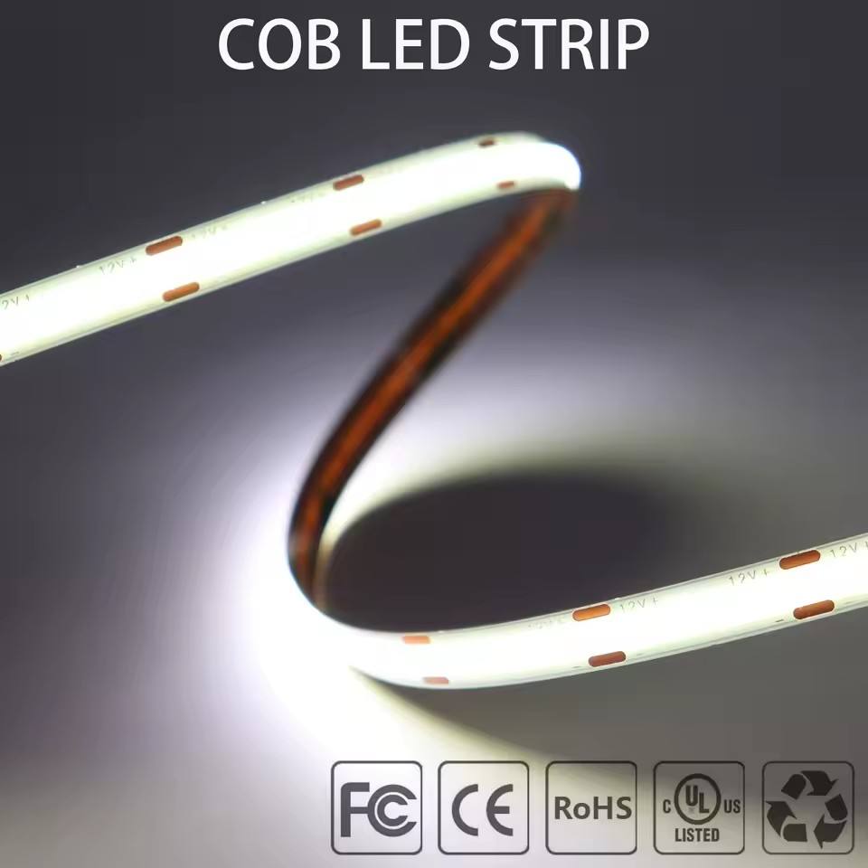 24V COB LED Strip Lights 5M 384LEDs/M High Density Bright Uniform Indoor Adhesive LED Tape Light for Bedroom Living Room Office