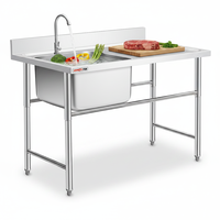 Wastafel Dapur Stainless Steel Komersial Dua Lubang dengan Rak Pengering Bersertifikasi NSF, Finishing Brushed, Kapasitas 4L, Warna Perak