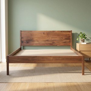Base de Cama Moderna de Madera de Teca con Panel de Cabecera Plano y Sólido - Product Image 3