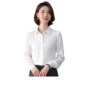 Women Solid Color Long Sleeve Shirt With Pleated Design Professional Hotel Uniform Top Slim Fit For Workwear - Product Image 5