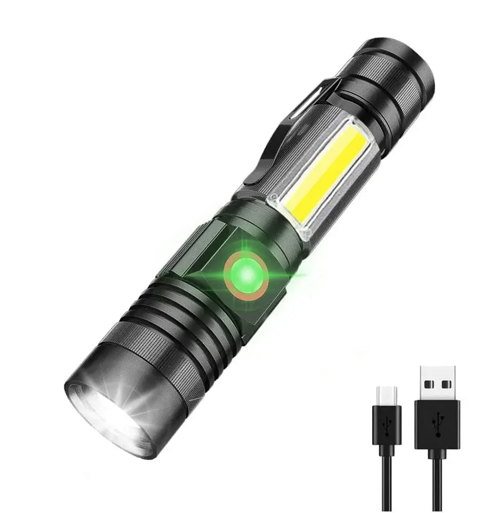 USB Rechargeable Flash Light 1000 Magnetic Pocket Cob Sidelight Led Work Light Flashlight