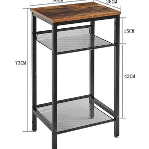 Retro Style Iron Wood <b>Side</b> <b>Table</b> With <b>Storage</b> For Bedroom Living Room - Product Image 5