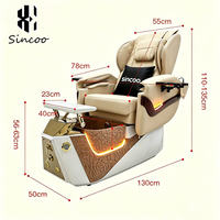Fauteuil de massage des pieds de luxe en céramique rose pour salon de manucure, avec vibrations réglables, bain de pieds sans tuyau et fonctions de pédicure spa