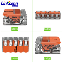 Bloque de terminales de montaje de cable con conector rápido de 5 pines y abrazadera de resorte de 32A, según normas de seguridad americanas 221-415, para iluminación y uso doméstico.
