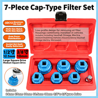 Juego de Llaves de Filtro de Aceite CIHOO de 7 Piezas, 24, 27, 30, 32.5, 36, 38 mm, Aluminio, Adaptador 3/8 1/2, Herramientas Automotrices, Estuche Rígido