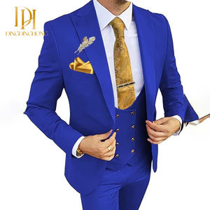 ビジネスカジュアルウェディング宴会用スリーピーススーツ新郎/Groomsmanメンズビジネスフォーマル服装セットメンズスーツ - Product Image 6