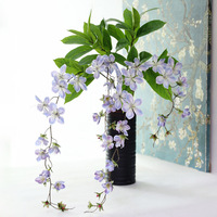 Jasmin artificiel en soie de qualité supérieure, 3D, à 3 branches, longue tige tombante, pour décoration intérieure et extérieure, événements et festivals