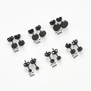 Boucles d'oreilles clous en acier inoxydable à tête plate pour hommes et femmes, tailles 3/4/5/6/7/8MM, style Hip Hop, avec fermoir à pression, pour fêtes et bureau/carrière - Product Image 2
