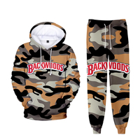Ensemble de survêtement 2 pièces pour homme, motif Backwoods Cookie RAW, personnalisé par sublimation 3D, imprimé intégral, comprenant un sweat à capuche grande taille et un pantalon de jogging, faible MOQ