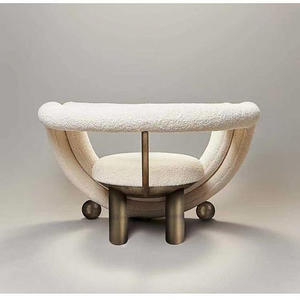 เก้าอี้พักผ่อนขนแกะดีไซน์หรูหรา โครงโลหะ ทันสมัย เหมาะสำหรับห้องนั่งเล่น โรงแรม วิลล่า และโกดัง - Product Image 2