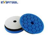 Tampon de polissage en mousse à grille bleue EVERTOOL 6 pouces, fixation auto-agrippante, pour polisseuse rotative automobile, éponge de polissage pour le detailing auto