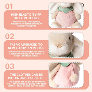 Yingii Mini Tail Soft Ears 14 Inch Pink Strawberry Costume Fat Rabbit Doll Nursery Room Gifts Bunny Plush Stuffed Animals Toy - Product Image 4